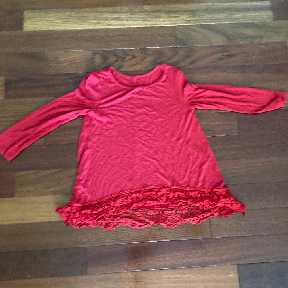 Red Long Sleeve Girls 8-10 Top